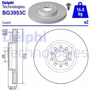 Tarcza hamulcowa przód wentylowana VW TIGUAN DELPHI