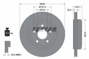 Tarcza hamulcowa tył DODGE DURANGO III TEXTAR
