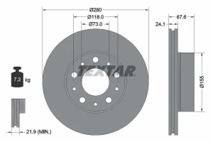 Tarcza hamulcowa przód PEUGEOT BOXER TEXTAR