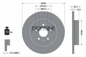 Tarcza hamulcowa tył OPEL ASTRA K TEXTAR