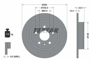 Tarcza hamulcowa tył OPEL ASTRA K TEXTAR
