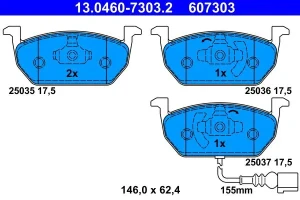 Klocki hamulcowe przód z czujnikiem VW GOLF VII ATE