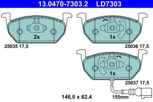 Klocki hamulcowe przód z czujnikiem VW GOLF VII ATE