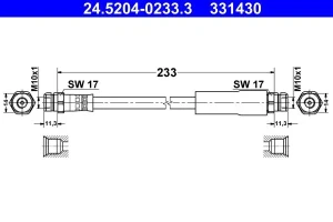 przewód hamulcowy skoda octavia 2 tył 24.5204-0233.3 ATE