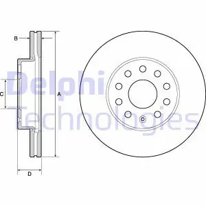 Tarcza hamulcowa przód wentylowana VW GOLF VII DELPHI