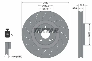 Tarcza hamulcowa przód perforowana MERCEDES-BENZ CLS X218 TEXTAR