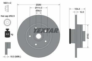 Tarcza hamulcowa tył NISSAN NV300 TEXTAR