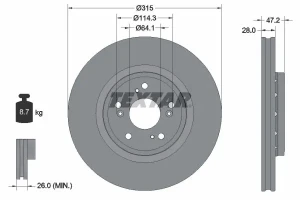 Tarcza hamulcowa przód HONDA CR-V III TEXTAR