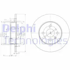 Tarcza hamulcowa tył OPEL ASTRA F CLASSIC Kombi (T92) DELPHI