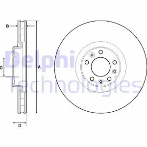 Tarcza hamulcowa przód wentylowana PEUGEOT 508 DELPHI