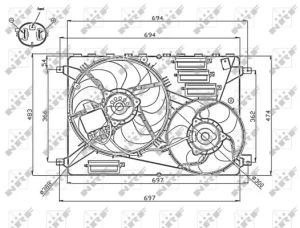 Wentylator chłodnicy 350w z ramą VOLVO None D4 AWD, D3, D5, D2, D4 NRF