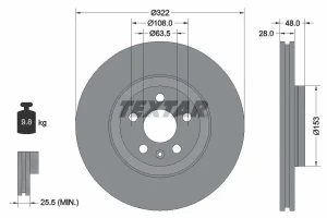 Tarcza hamulcowa przód VOLVO S90 II TEXTAR