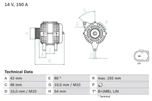 1.6 VOLVO V60 I Alternator 150a 155a