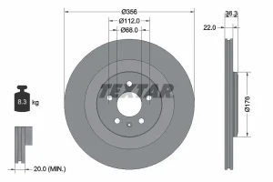 92241803 TEXTAR Tarcza hamulcowa tył
