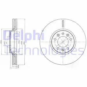 Tarcza hamulcowa przód wentylowana PEUGEOT EXPERT TEPEE (VF3X_) DELPHI
