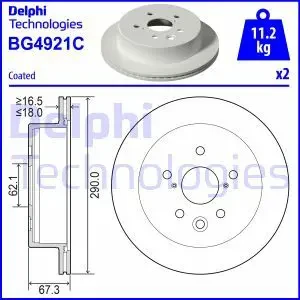 Tarcza hamulcowa tył wentylowana LEXUS IS III DELPHI