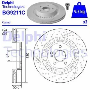 BG9211C DELPHI Tarcza hamulcowa tył wentylowana