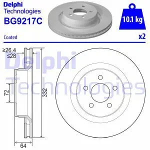 BG9217C DELPHI Tarcza hamulcowa przód wentylowana