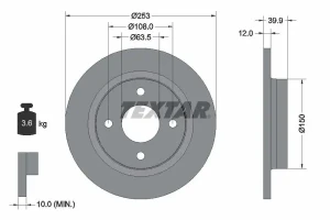 Tarcza hamulcowa tył FORD FIESTA VII TEXTAR