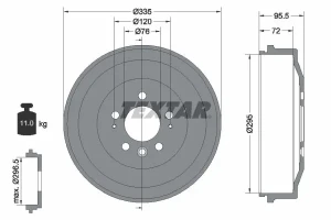 94043900 TEXTAR Bęben hamulcowy tył