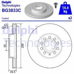 Tarcza hamulcowa przód wentylowana VW GOLF VI DELPHI