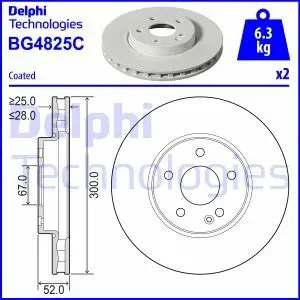 BG4825C DELPHI Tarcza hamulcowa przód wentylowana