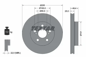 92301703 TEXTAR Tarcza hamulcowa przód