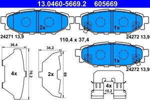 Klocki hamulcowe tył SUBARU IMPREZA III ATE