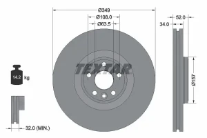 Tarcza hamulcowa przód LAND ROVER RANGE ROVER EVOQUE II TEXTAR