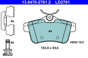 13.0470-2761.2 ATE Klocki hamulcowe tył