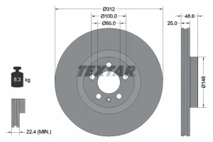 92303303 TEXTAR Tarcza hamulcowa przód