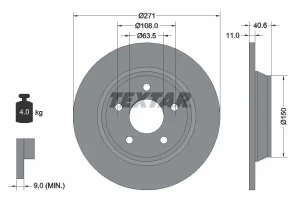 Tarcza hamulcowa tył FORD FOCUS IV TEXTAR
