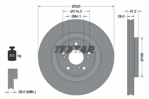 Tarcza hamulcowa przód HONDA CR-V V TEXTAR