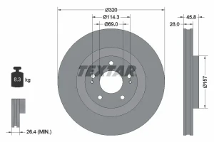 92306503 TEXTAR Tarcza hamulcowa przód