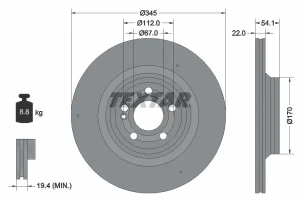 Tarcza hamulcowa tył MERCEDES-BENZ GLS X167 TEXTAR