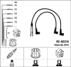2.2, 2.2 E, 2.0 AUDI 90 B2 Przewody zapłonowe NGK