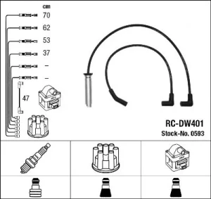 1.5 (19) DAEWOO CIELO Przewody zapłonowe NGK