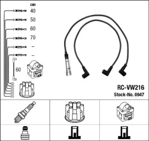 54 1.4, 60 1.4 VW POLO 3 Przewody zapłonowe NGK