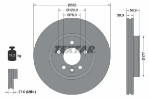 92307705 TEXTAR Tarcza hamulcowa przód