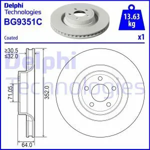 BG9351C DELPHI Tarcza hamulcowa przód wentylowana