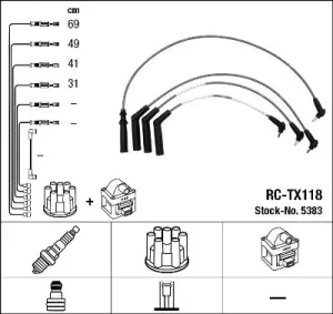 1.3 12V TOYOTA COROLLA VII Przewody zapłonowe NGK