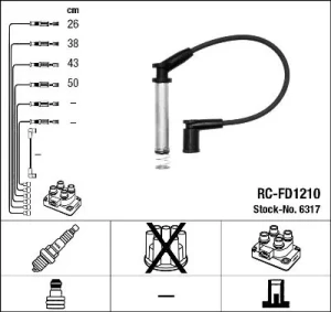 1.3 FORD FIESTA V Przewody zapłonowe NGK