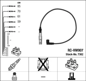 1.0, 1.4 VW POLO III Przewody zapłonowe NGK