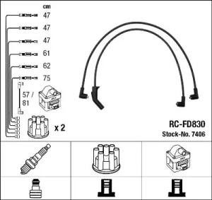 2.9 i FORD SCORPIO II Przewody zapłonowe NGK