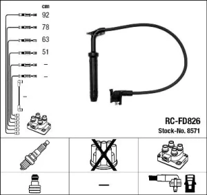 1.6 i FORD ESCORT IV Przewody zapłonowe NGK