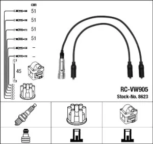 1.8, 2.0 VW PASSAT B3/B4 Przewody zapłonowe NGK