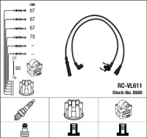 2.3 i, 2.0, 2.1, 2.3 VOLVO 240 Przewody zapłonowe NGK