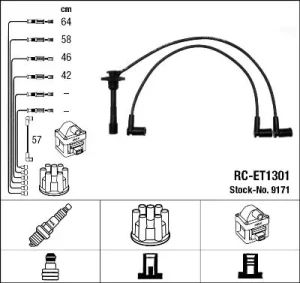 1.6 i, 1.8 i, 1.6 GLI TOYOTA CARINA VI Przewody zapłonowe NGK