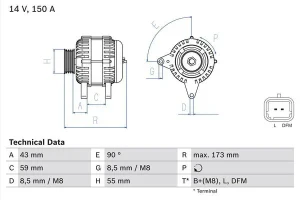 1.6 16V, 1.4 16V, 1.5 dCi RENAULT MEGANE 2 Alternator 150a
