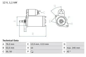2.0, 1.8 T, 1.6 VW GOLF 4 Rozrusznik BOSCH